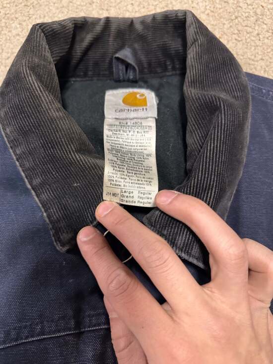 Vintage Carhartt J14 MDT Midnight Navy Sandstone Santa Fe Jacket Large - Picture 4 of 8